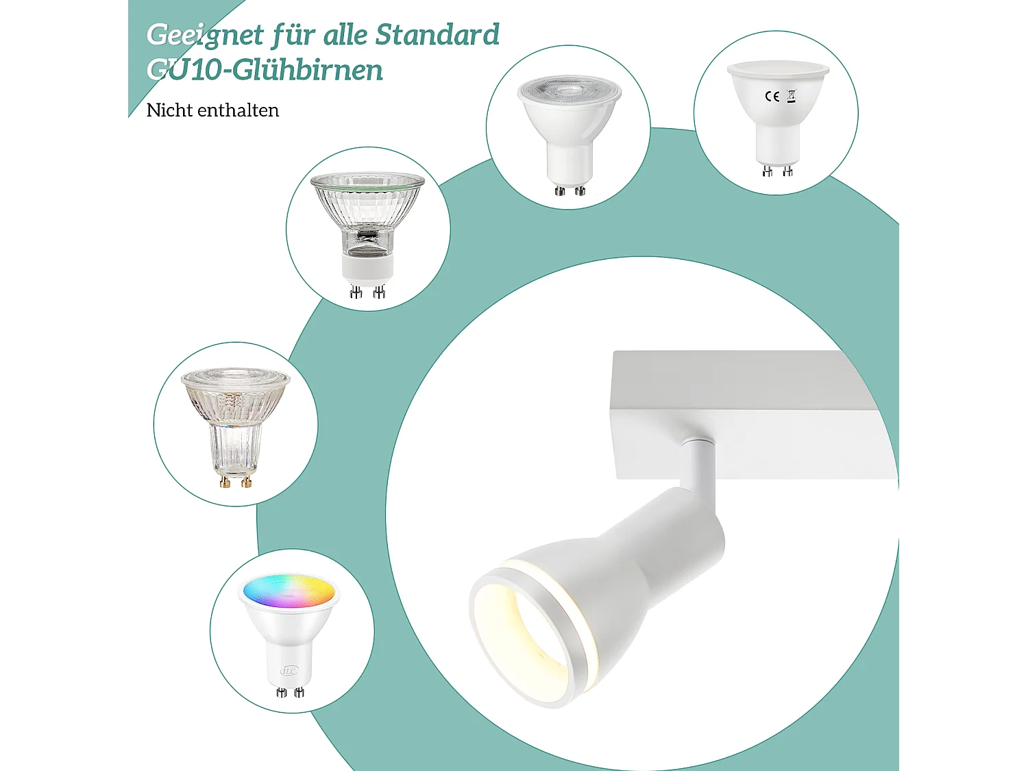 NETTLIFE Plafonnier 4 Spots Blanc : Plafonnier  Métal GU10 Spots Pivotant Intérieur pour cuisine bureau salon chambre à coucher, Sans ampoules