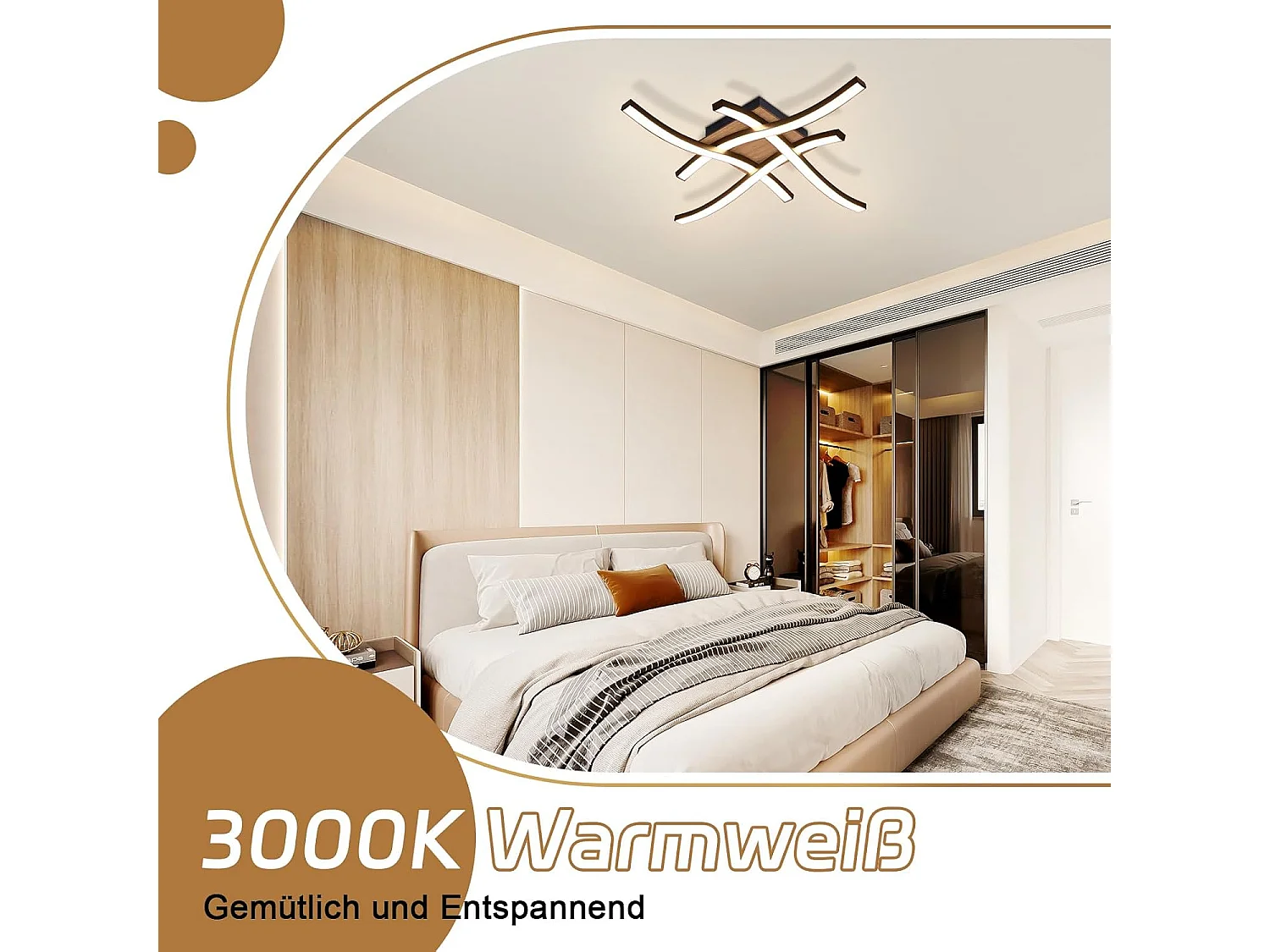 NETTLIFE Plafondlamp LED - Hout - zwart - 3000K Warm Wit Licht - Modern Plafondverlichting - 4-Lichts - Metaal - voor Woonkamer | Slaafkamer | Keuken - 24W