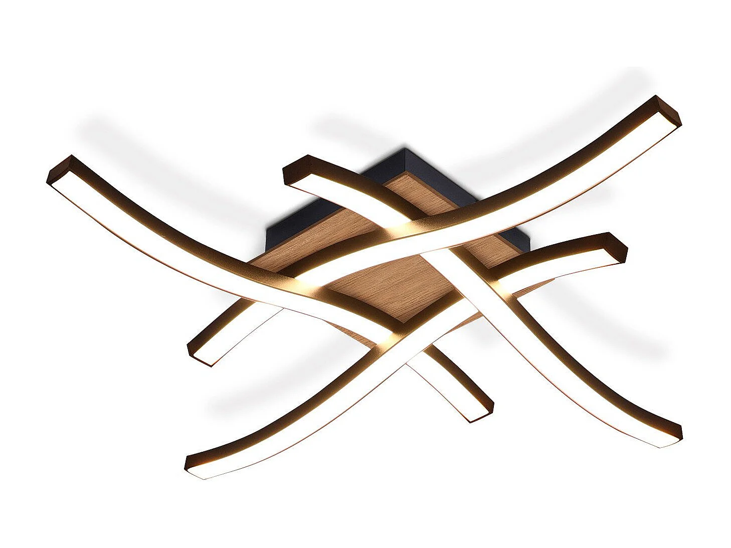 NETTLIFE plafonnier LED 24W bois 3000K blanc chaud design moderne métal noir