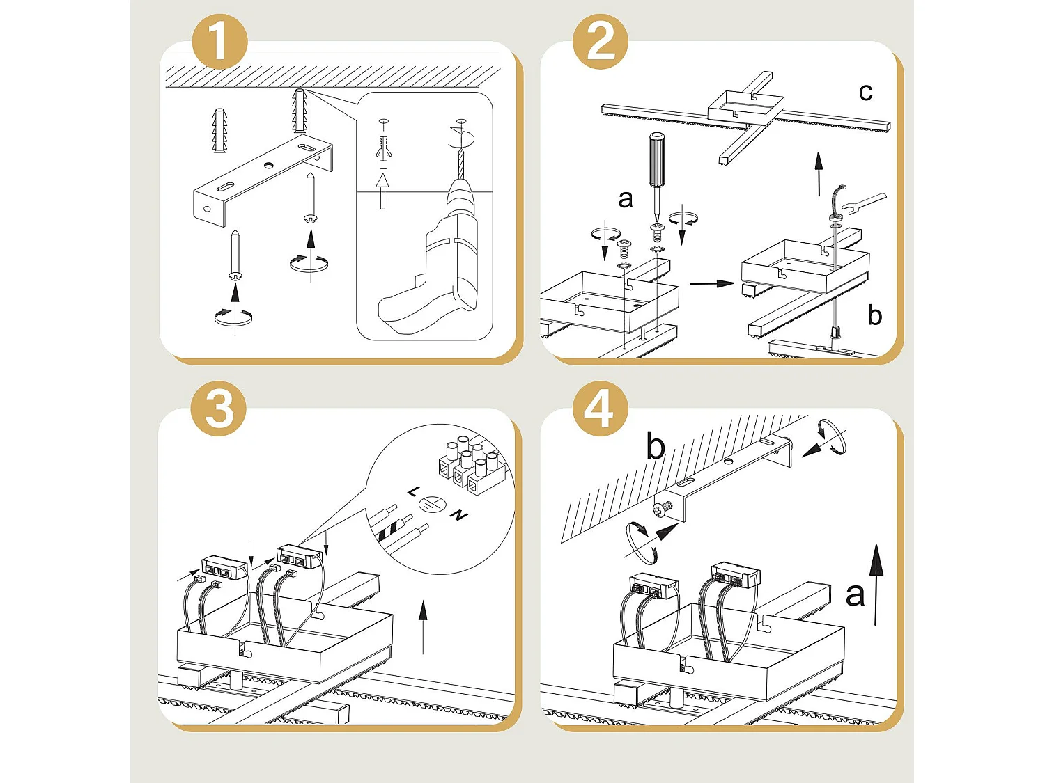NETTLIFE Plafondlamp LED - Kristallen lamp - 4-Lichts - 3000K Warm wit Licht - Zwart - Moderne Plafondverlichting - Metaal en PC - voor Woonkamer | Slaapkamer - 20W