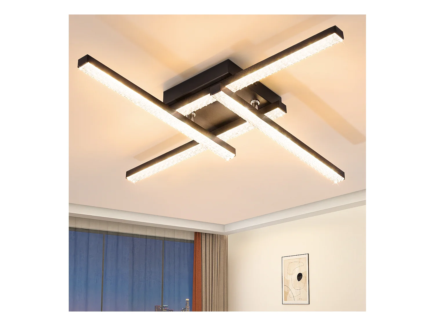 NETTLIFE Plafonnier LED Moderne Design 24W Noir 3000K blanc chaud