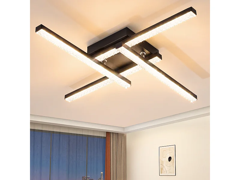 NETTLIFE LED Deckenleuchte Modernes Design 24W Schwarz 3000K Warmweiß