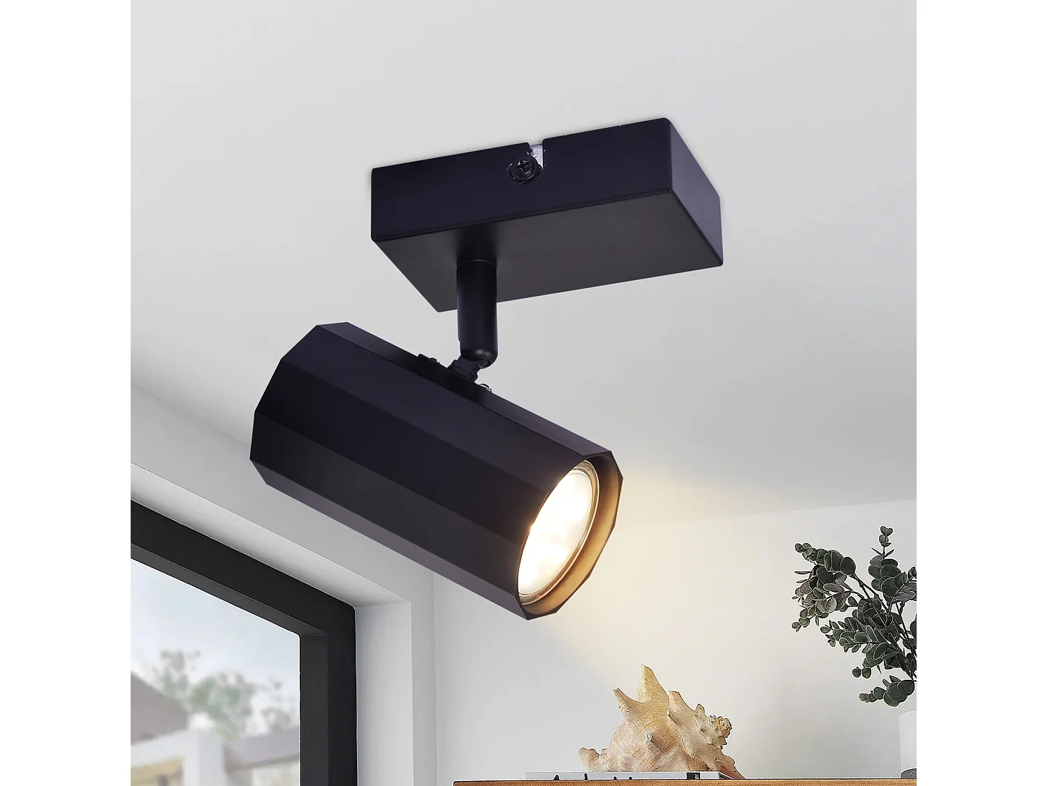 NETTLIFE Lampa sufitowa 1 vintage czarna metalowa lampa sufitowa GU10 regulowana 350°40W