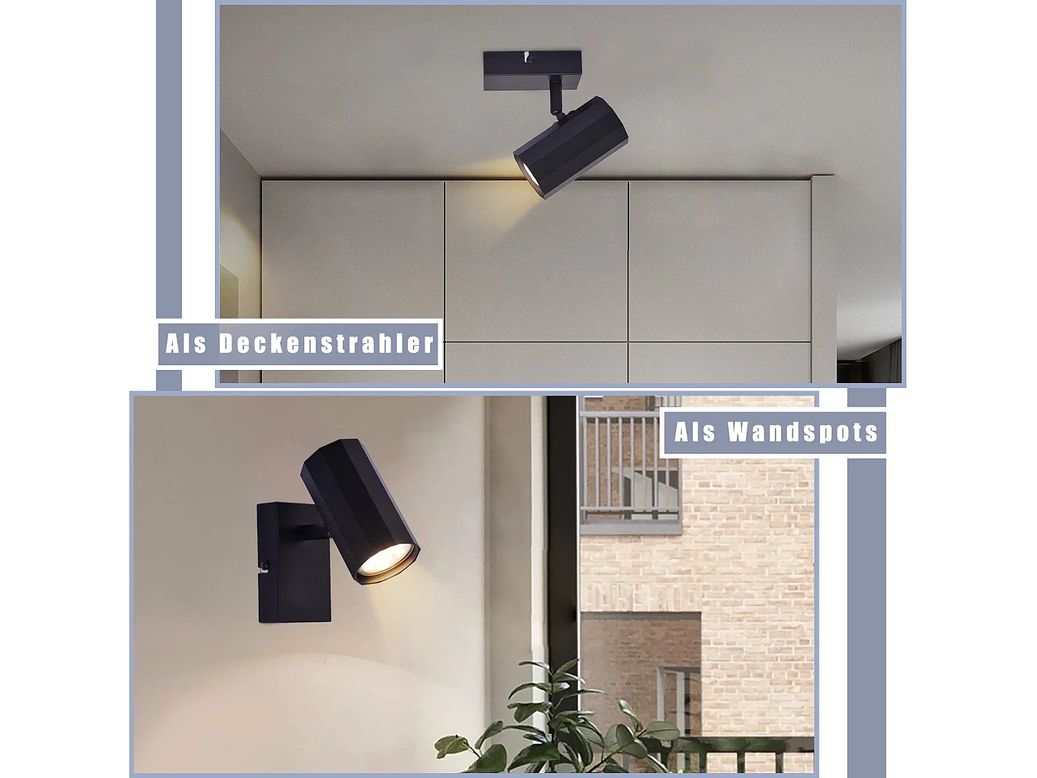 NETTLIFE Lampa sufitowa 1 vintage czarna metalowa lampa sufitowa GU10 regulowana 350°40W