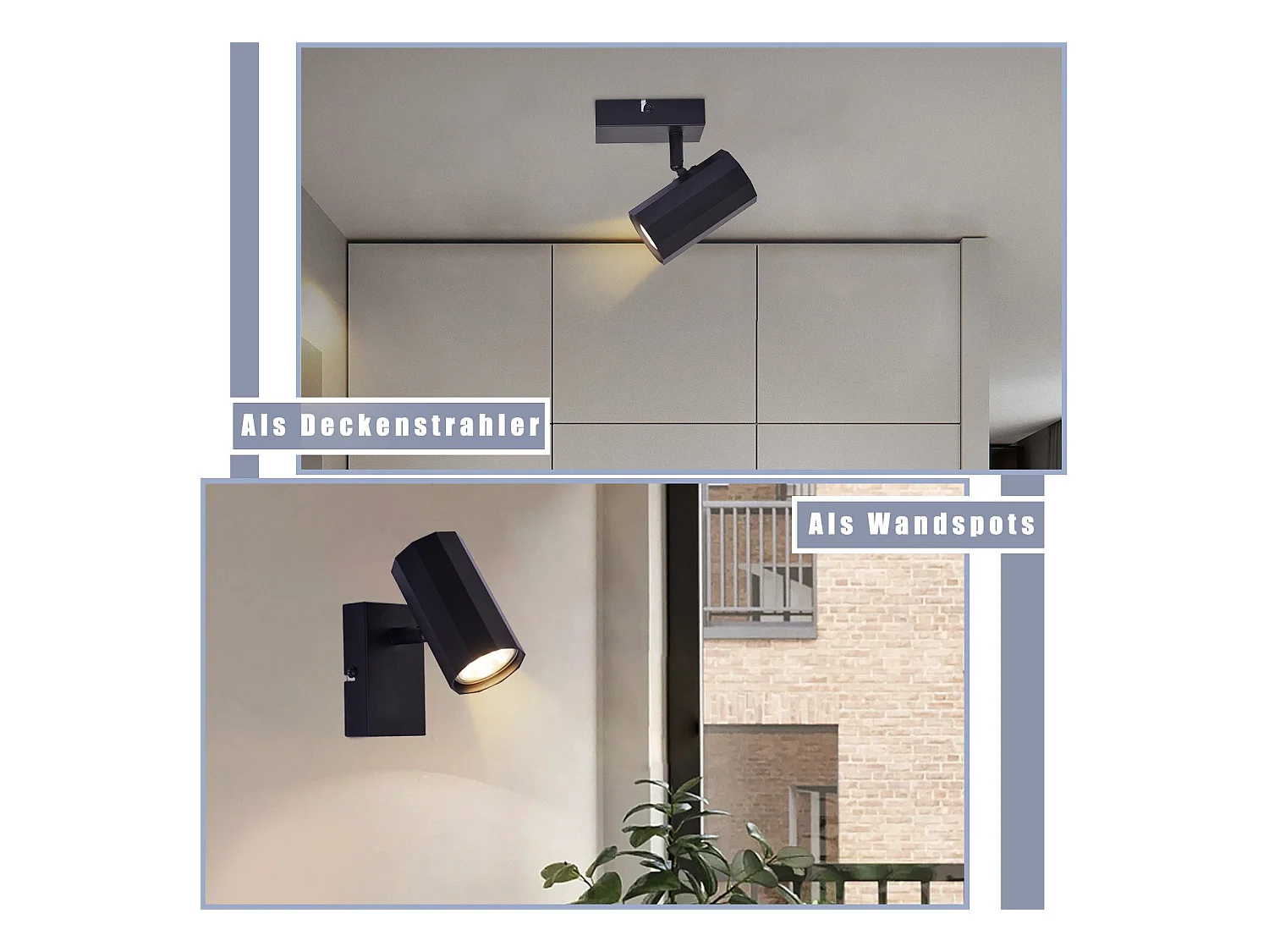 NETTLIFE Opbouwspot 1-Lichts zeshoekig Metaal GU10 Fitting Plafondspot Zwart 350° draaibar Vintage Plafondlamp voor Woonkamer | Slaafkamer | Gang Zonder Lichtborn