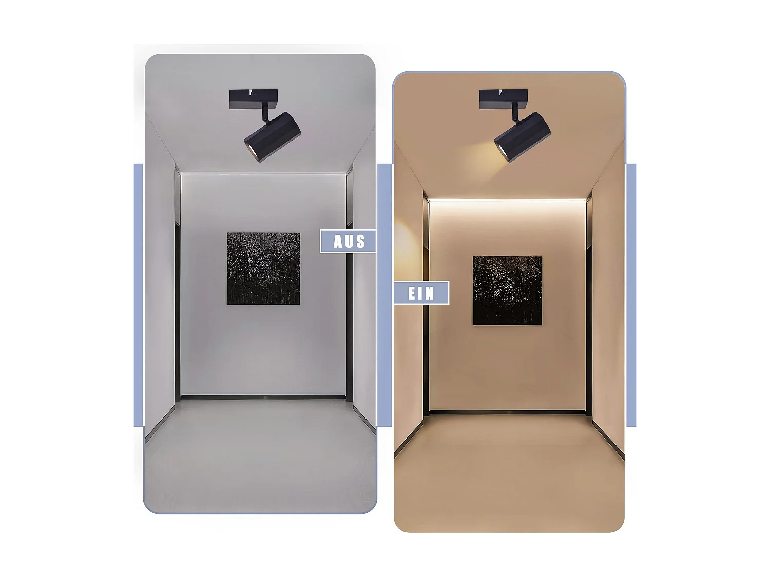 NETTLIFE Plafonnier 1 ampoule plafonnier noir vintage en métal GU10 orientables 350°40W