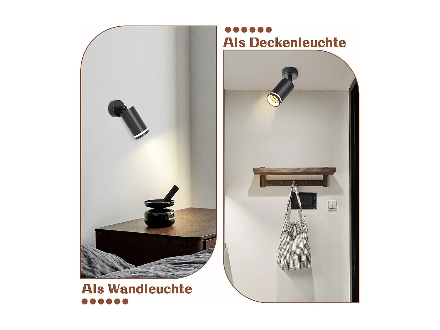 NETTLIFE Opbouwspot GU10 zwart L 6cm Moderne Plafondlamp 355° draaibaar Plafondspot 1-Lichts cilinder Lampkap voor Slaafkamer | Kantoor | Woonkamer Max.40W