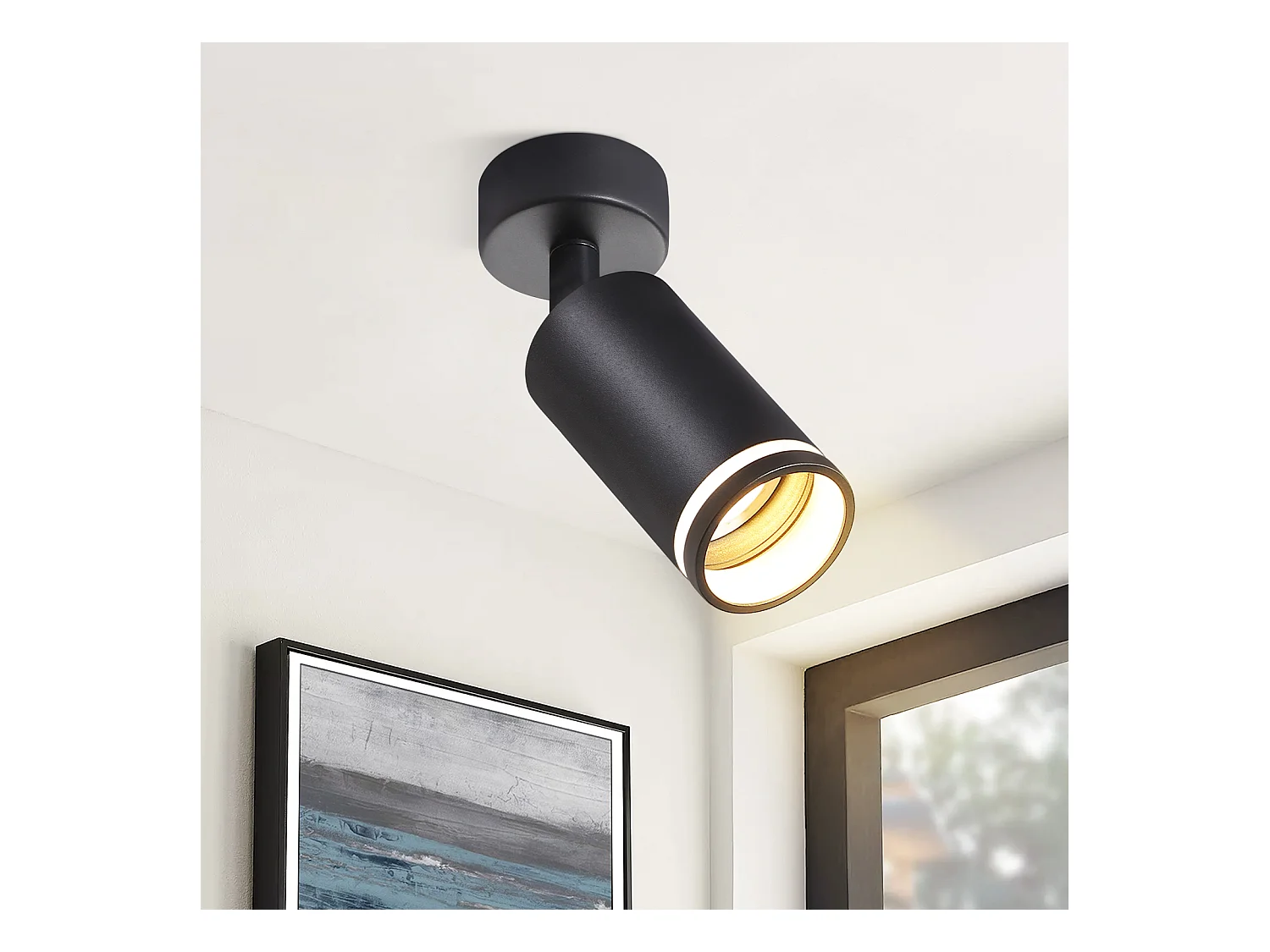 NETTLIFE Czarny reflektor sufitowy 1 żarówka nowoczesna lampa sufitowa GU10 regulowane reflektory wewnętrzne metalowe