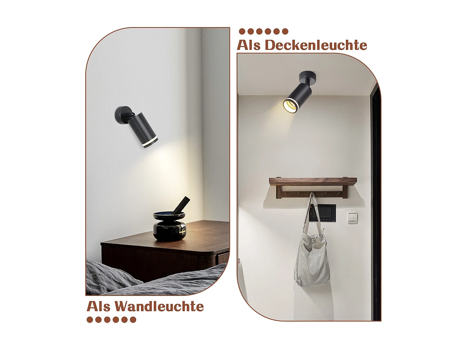 NETTLIFE Spot de plafond noir 1 ampoule plafonnier moderne spot GU10 spots orientables intérieur métal