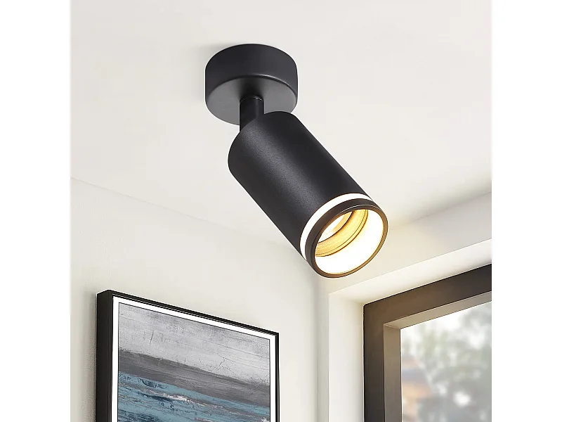 NETTLIFE Spot de plafond noir 1 ampoule plafonnier moderne spot GU10 spots orientables intérieur métal