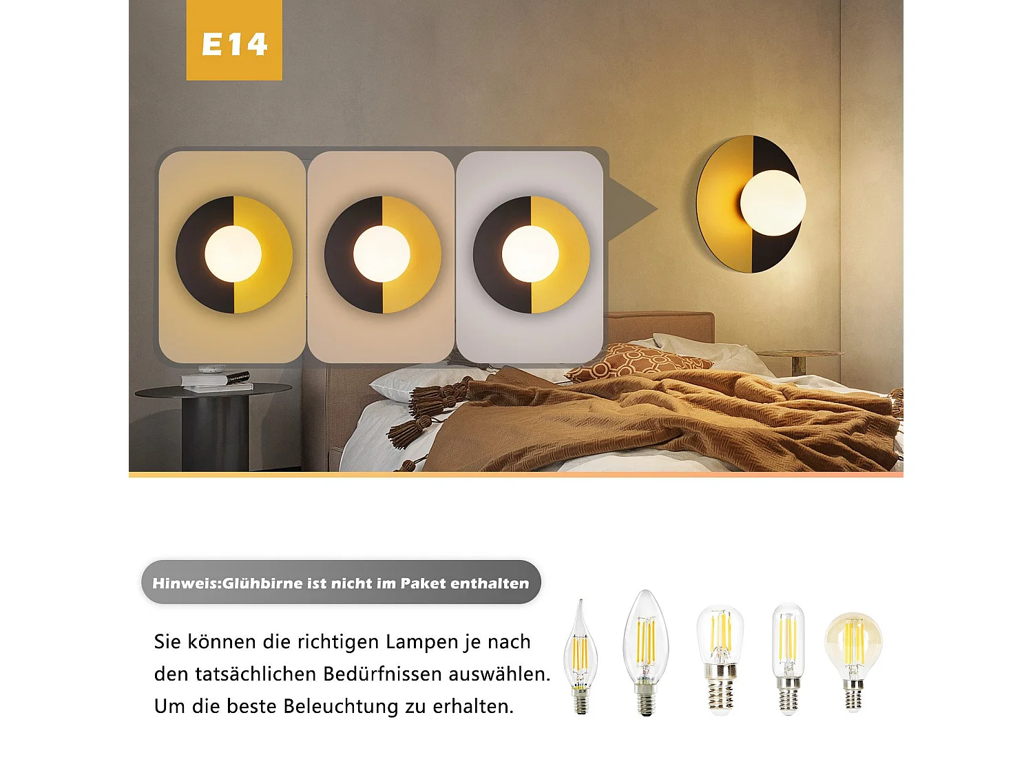 NETTLIFE Vintage Wandleuchte Glas und Metall modernes Design E14