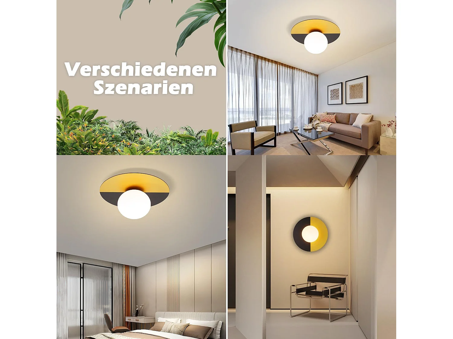 NETTLIFE Vintage Wandleuchte Glas und Metall modernes Design E14