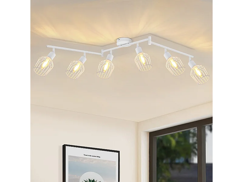 NETTLIFE Plafonnier 6 Ampoules E14 spot de plafond rétro blanc orientable 350° LED