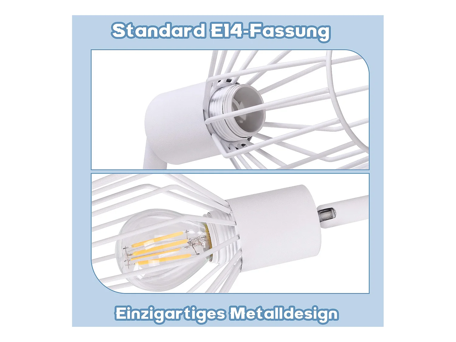 NETTLIFE Plafonnier 6 Ampoules E14 spot de plafond rétro blanc orientable 350° LED