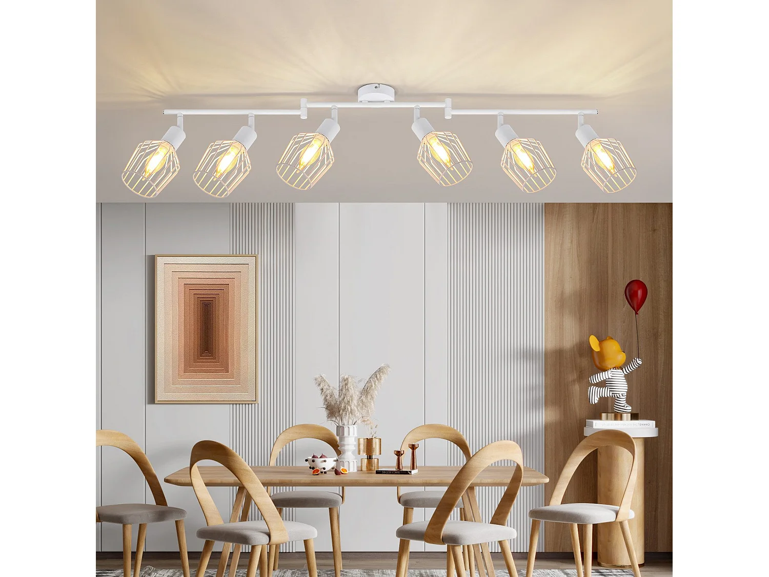 NETTLIFE Plafonnier 6 Ampoules E14 spot de plafond rétro blanc orientable 350° LED