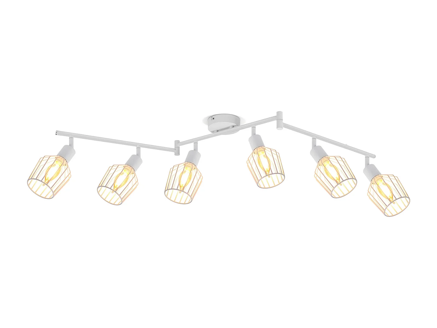 NETTLIFE Plafonnier 6 Ampoules E14 spot de plafond rétro blanc orientable 350° LED