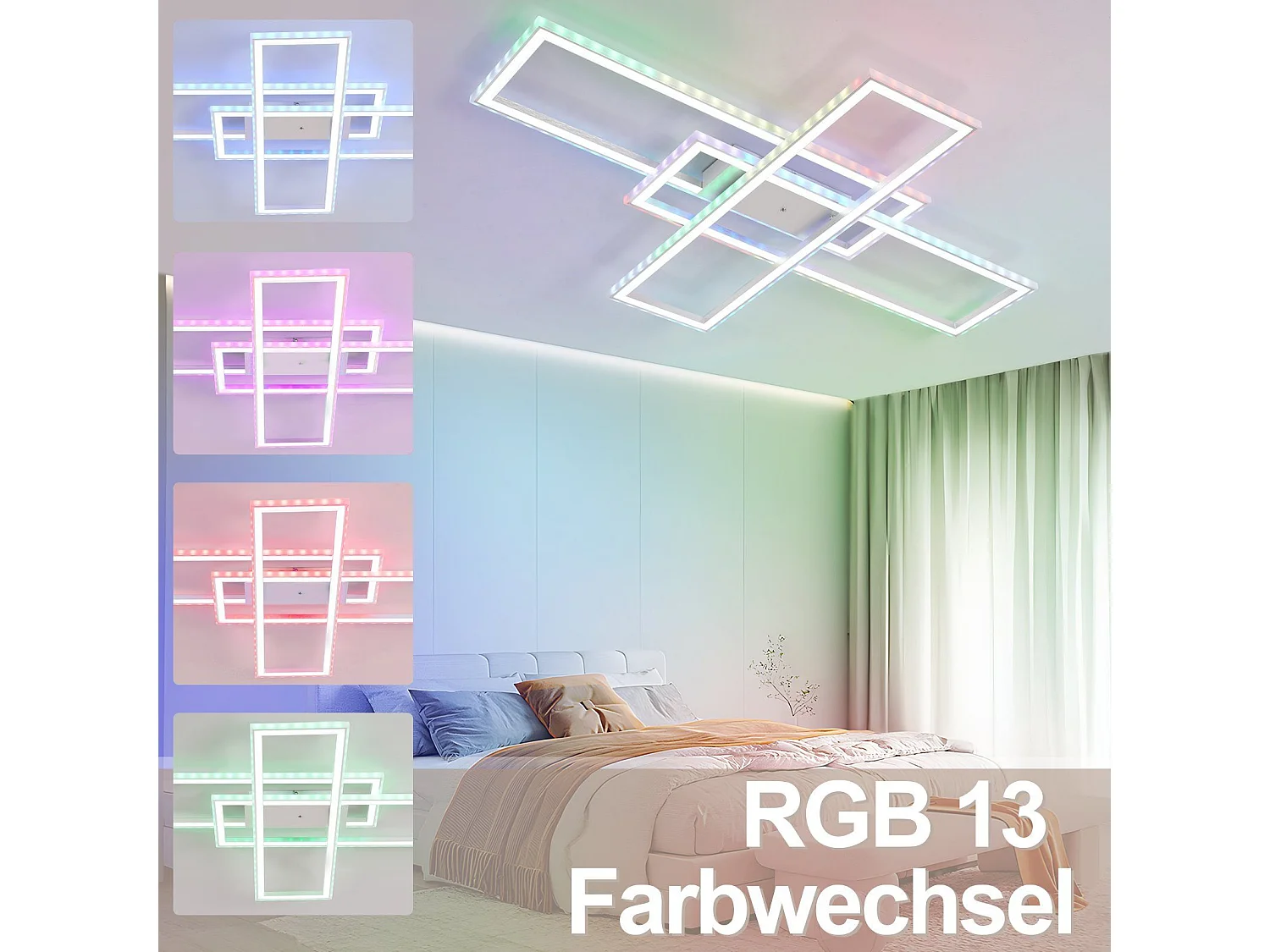 NETTLIFE LED Deckenleuchte Wohnzimmer RGB Farbwechsel Dimmbar mit Fernbedienung Modernes Schlafzimmerlampe 50W