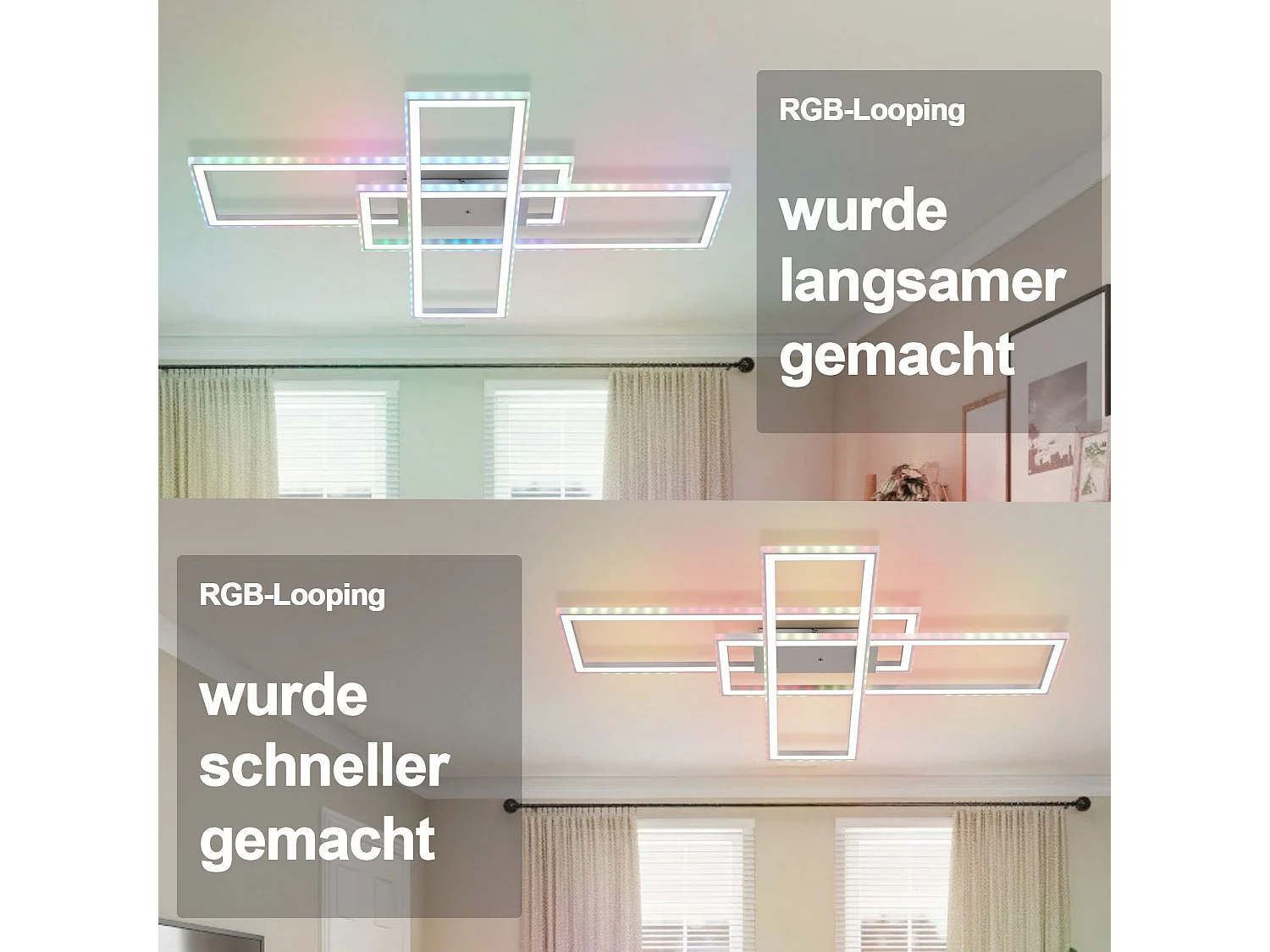 NETTLIFE LED Deckenleuchte Wohnzimmer RGB Farbwechsel Dimmbar mit Fernbedienung Modernes Schlafzimmerlampe 50W