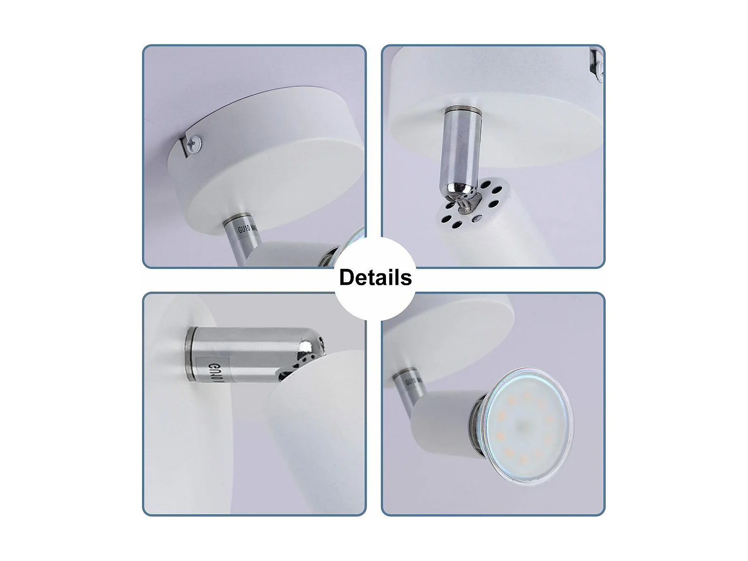 NETTLIFE Plafonnier LED 1 Ampoule blanc Plafonnier GU10 Applique d'intérieur blanc chaud spots moderne