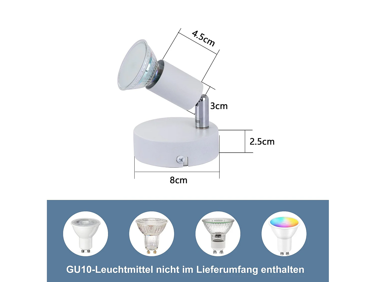 NETTLIFE Plafonnier LED 1 Ampoule blanc Plafonnier GU10 Applique d'intérieur blanc chaud spots moderne