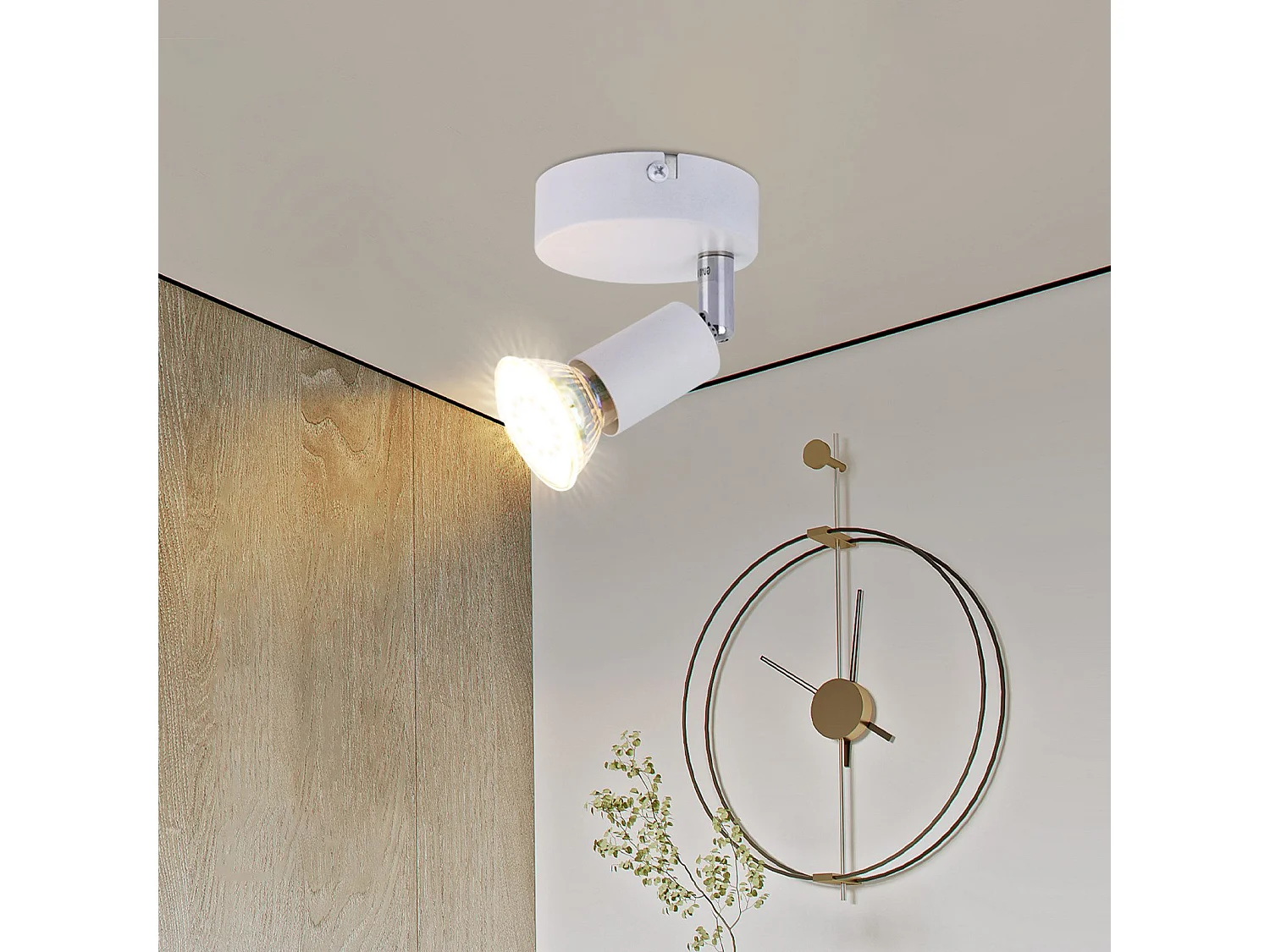 NETTLIFE Plafonnier LED 1 Ampoule blanc Plafonnier GU10 Applique d'intérieur blanc chaud spots moderne