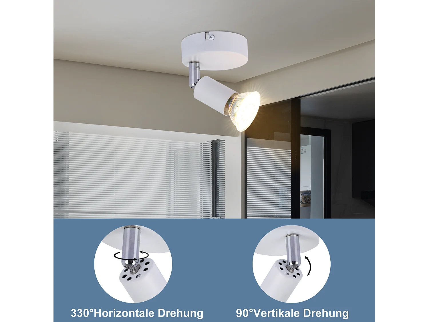 NETTLIFE Plafonnier LED 1 Ampoule blanc Plafonnier GU10 Applique d'intérieur blanc chaud spots moderne