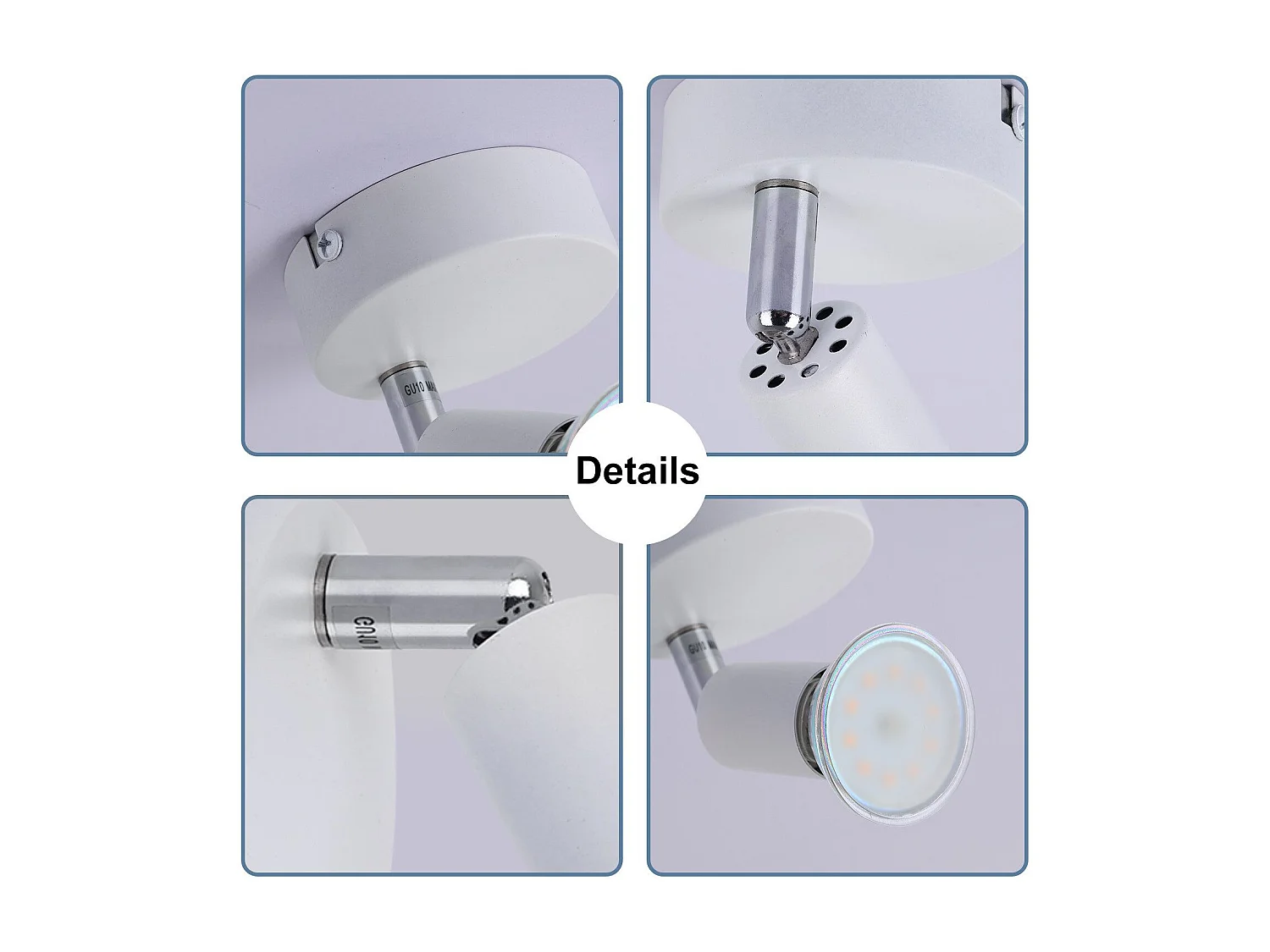 NETTLIFE Plafonnier LED 1 Ampoule blanc Plafonnier GU10 Applique d'intérieur blanc chaud spots moderne