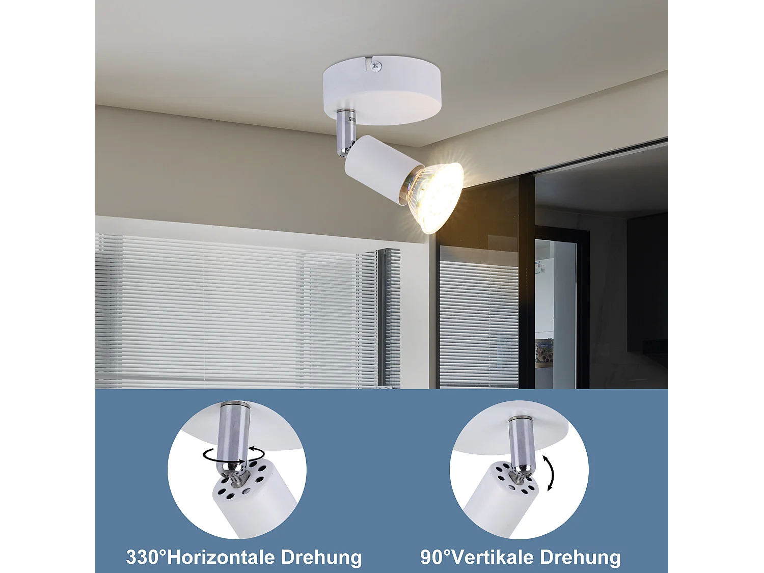 NETTLIFE Lampa sufitowa LED 1 biała żarówka GU10 Lampa sufitowa Ciepła biała lampa ścienna do wnętrz Nowoczesne reflektory