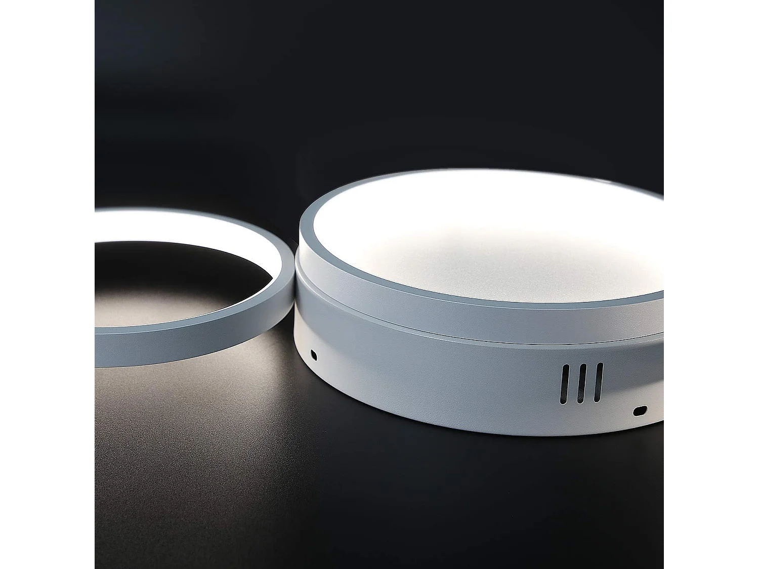 NETTLIFE Plafonnier LED plafonnier avec télécommande dimmable 52W moderne avec 4 anneaux métalliques