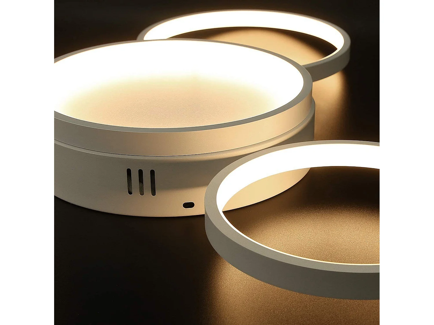 NETTLIFE Plafondlamp LED Wit Ringe Design 4-Lichts Metaal Dimbaar met Afstandsbediening 52W Moderne Plafondverlichting voor Woonkamer | Slaapkamer | Eetkamer