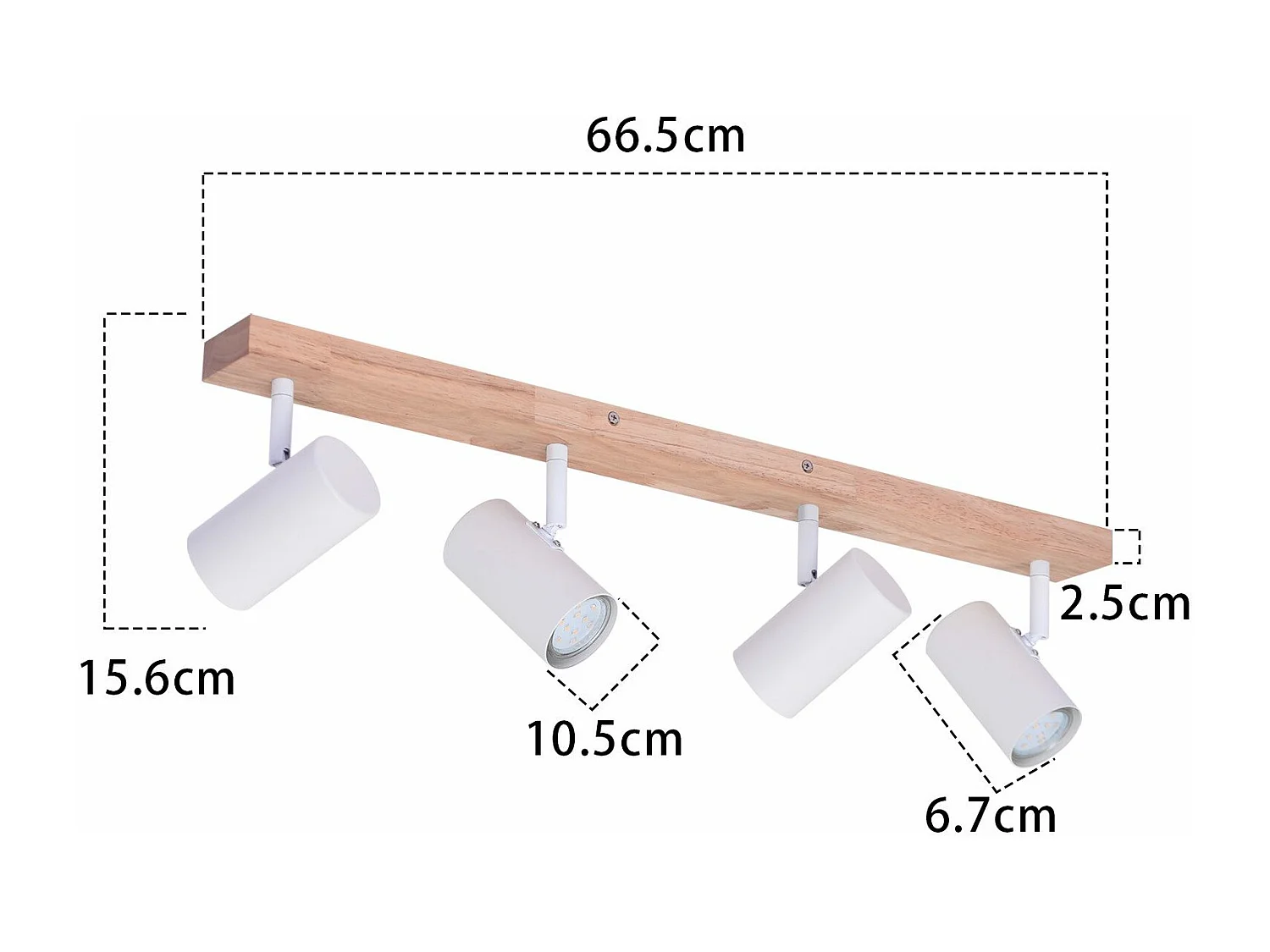 NETTLIFE Plafocéntero de 4 bombillas, plafocéntero de madera blanca GU10 Vintage giratorio 350°