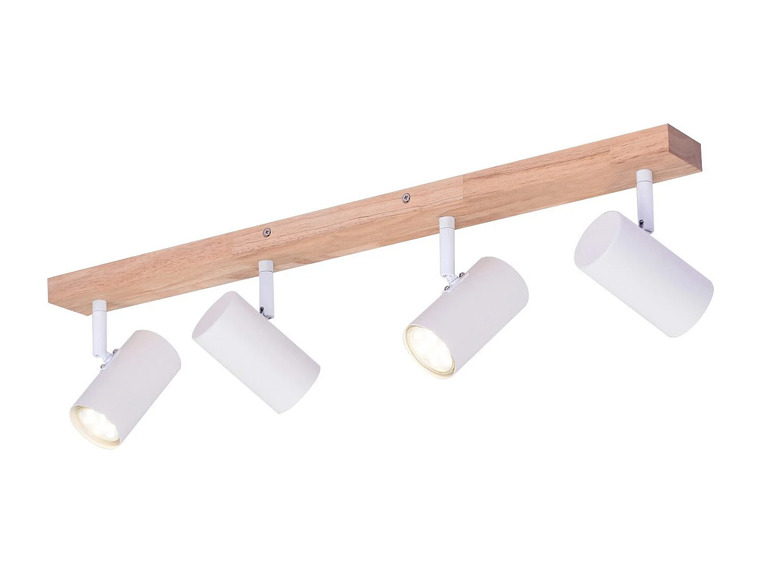 NETTLIFE Spot de Plafond 4 Ampoules Plafonnier en Bois Blanc GU10 Vintage Pivotant 350°