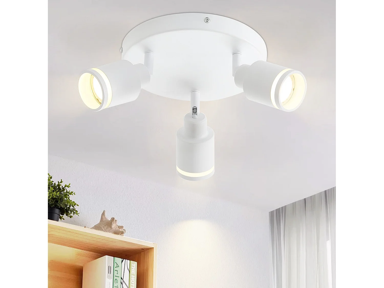 NETTLIFE Opbouwspot GU10 Fitting 3-Lichts rond Wit Moderne Plafondlamp L 20cm Metaal 355° kantelbaar Plafondspot voor Woonkamer | Slaafkamer | Gang Zonder Lichtborn