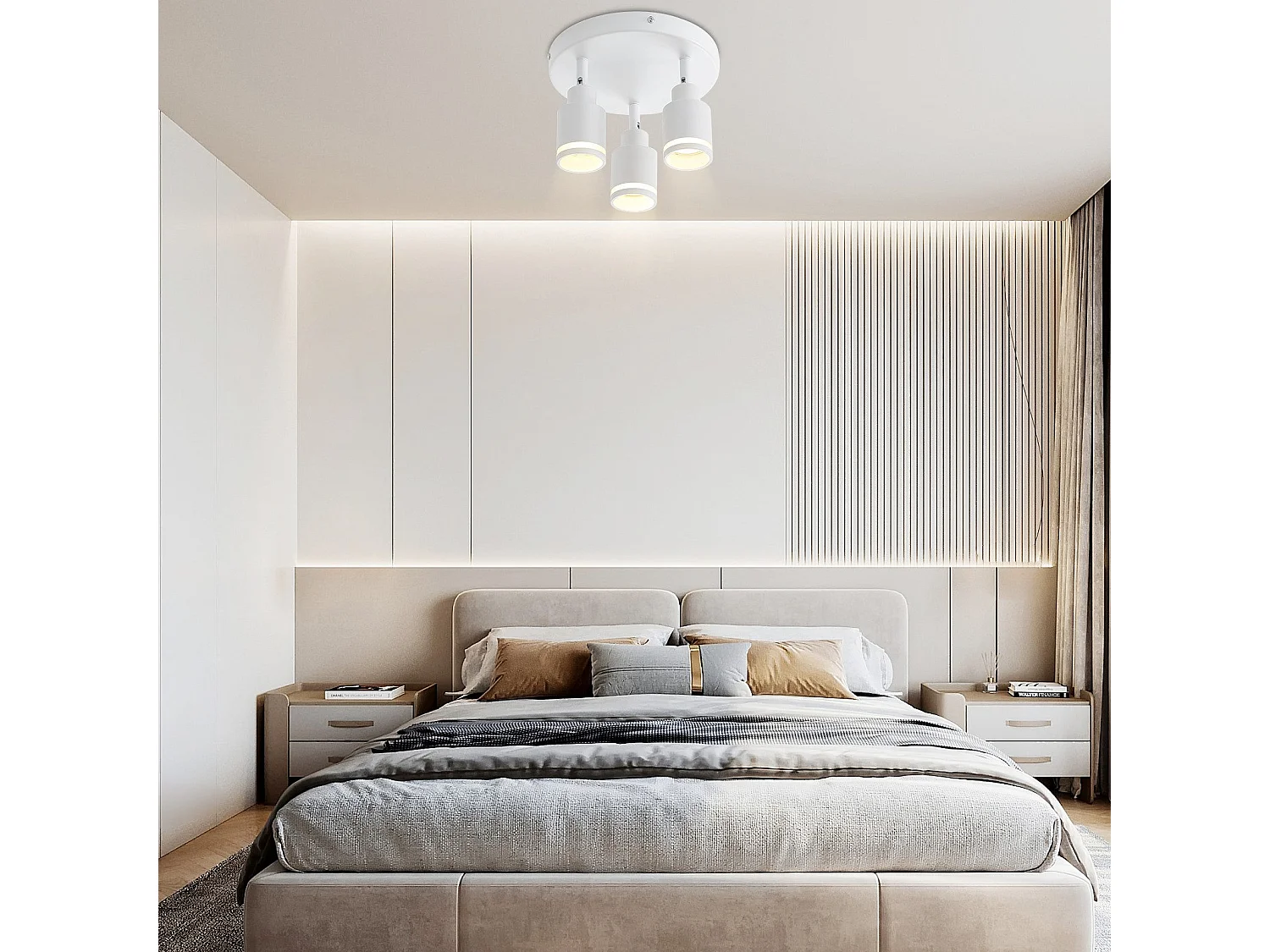 NETTLIFE Opbouwspot GU10 Fitting 3-Lichts rond Wit Moderne Plafondlamp L 20cm Metaal 355° kantelbaar Plafondspot voor Woonkamer | Slaafkamer | Gang Zonder Lichtborn