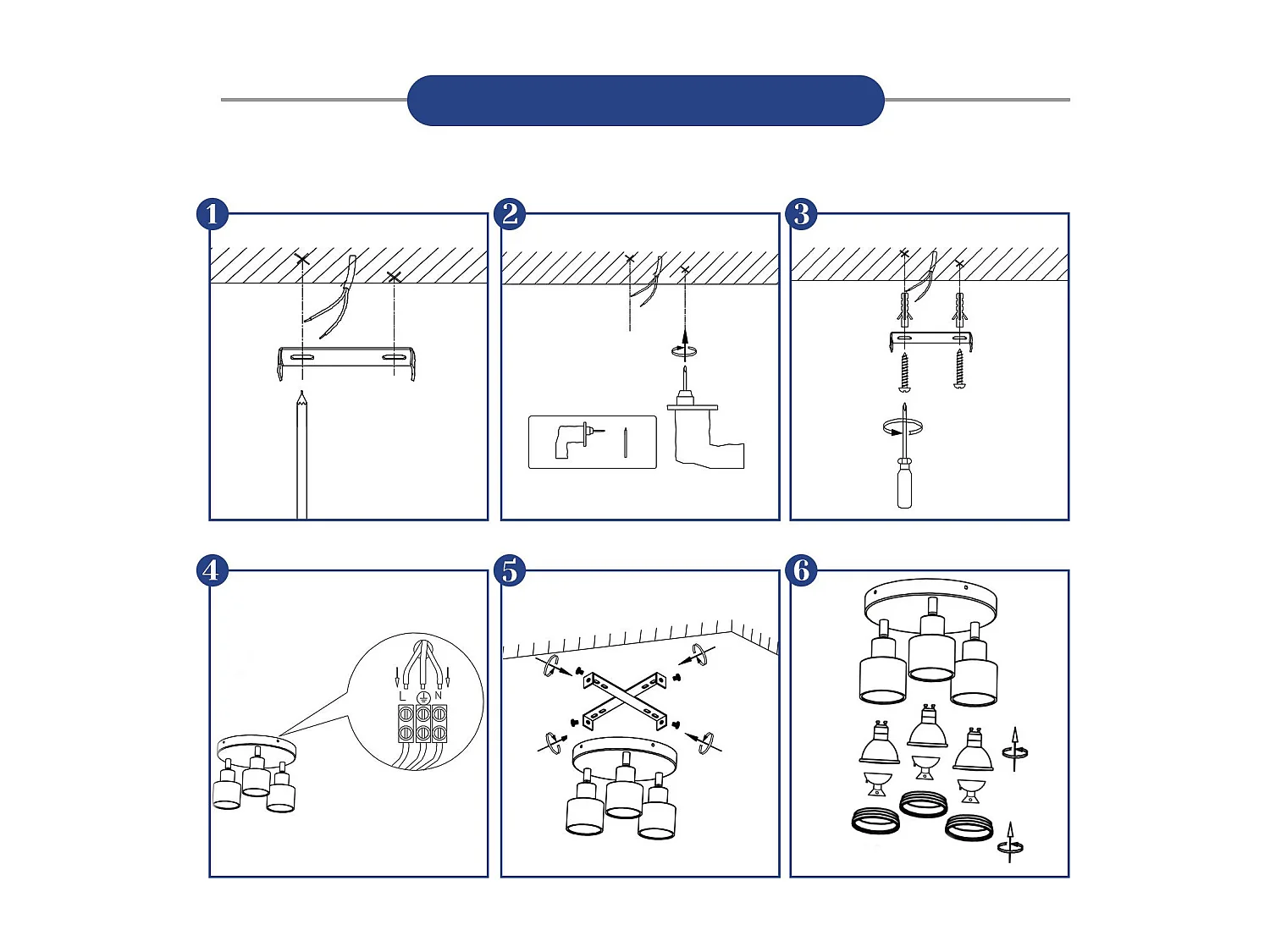 NETTLIFE Plafonnier Blanc moderne : 3 spots de plafond orientables en métal, plafonnier GU10, pour chambre, salle à manger, sans ampoule