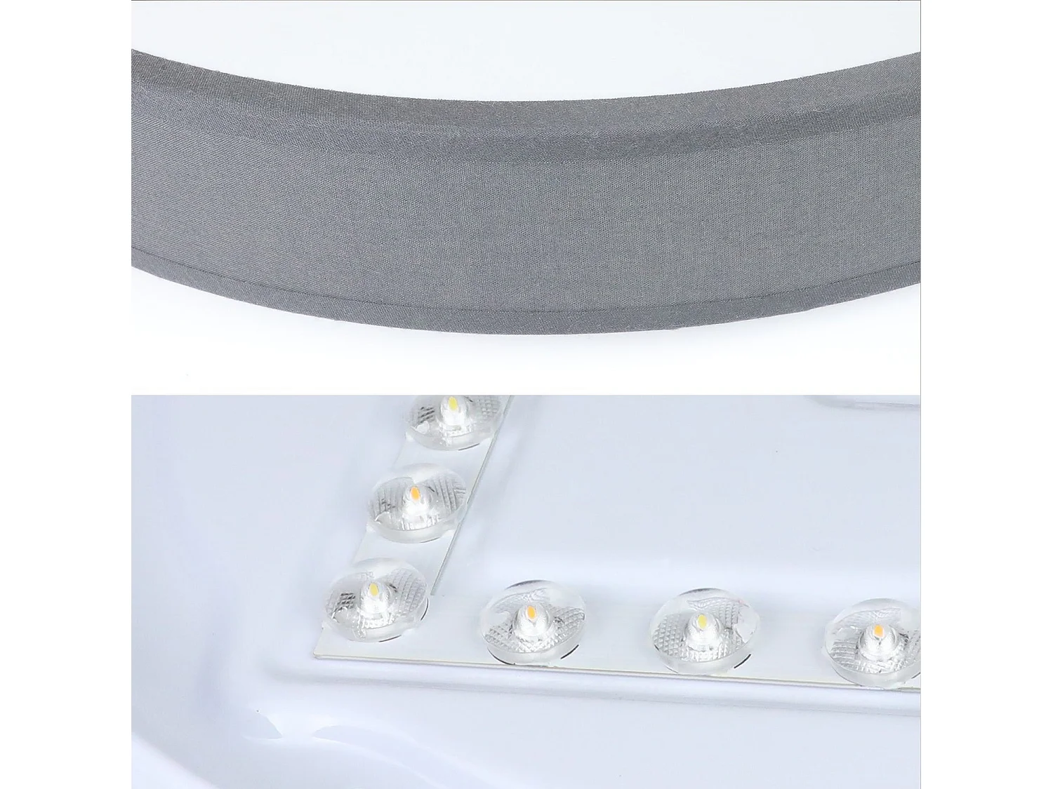 NETTLIFE Plafondlamp LED - 30CM - grijs - Moderne - met Stoffen Lampenkap - rond - 3000K Warm wit Licht - voor Woonkamer | Slaapkamer | Keuken | Gang - 12W