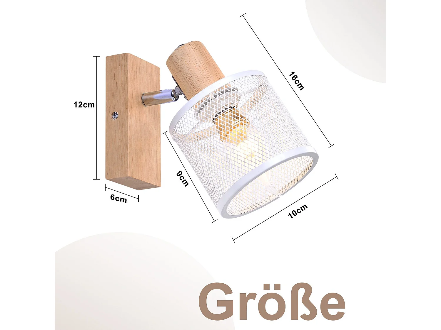 NETTLIFE Plafonnier 1 Spots blanc aspect  bois - plafonnier E14 orientable 350° 4 ampoules max 40w moderne pour salon chambre cuisine.