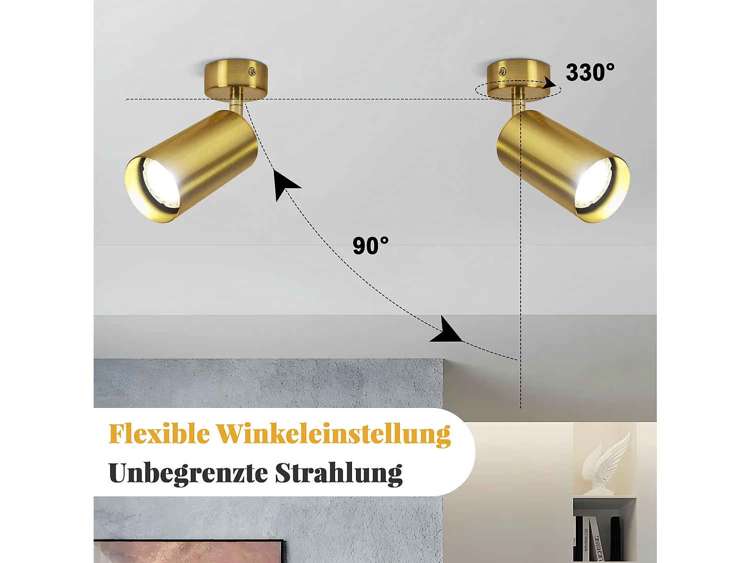 NETTLIFE LED Plafondlamp GU10 Plafondspot 330° Draaibaar Vintage Retro Metaal