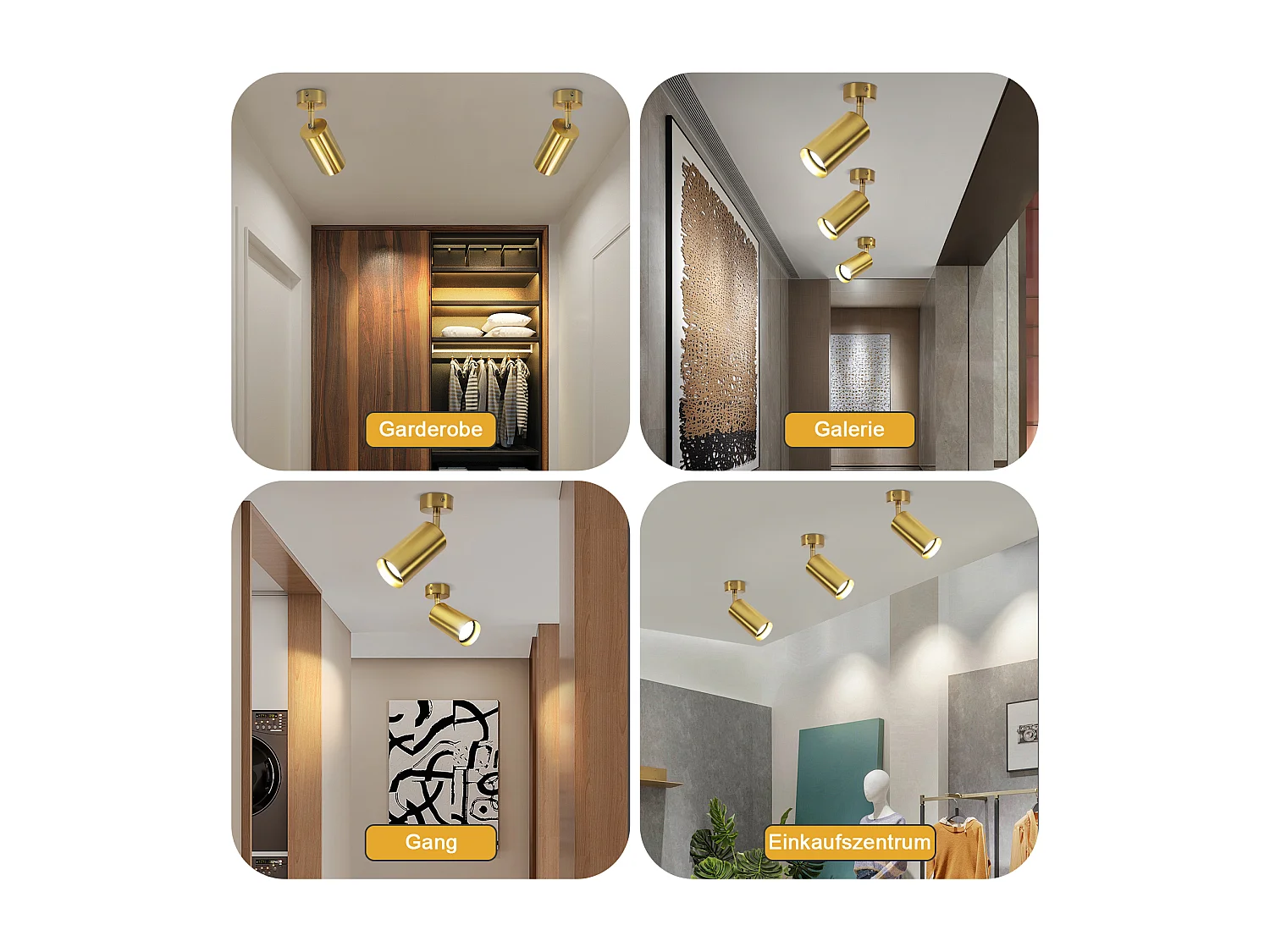 NETTLIFE LED Plafondlamp GU10 Plafondspot 330° Draaibaar Vintage Retro Metaal