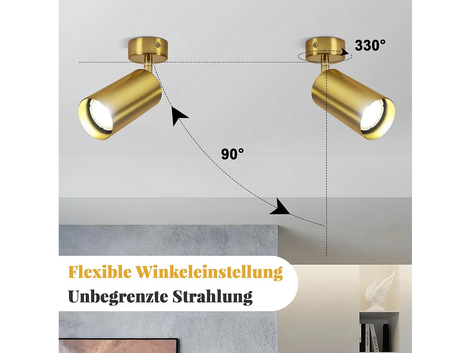 NETTLIFE Plafonnier LED spot de plafond GU10 rotative à 330°métal vintage rétro