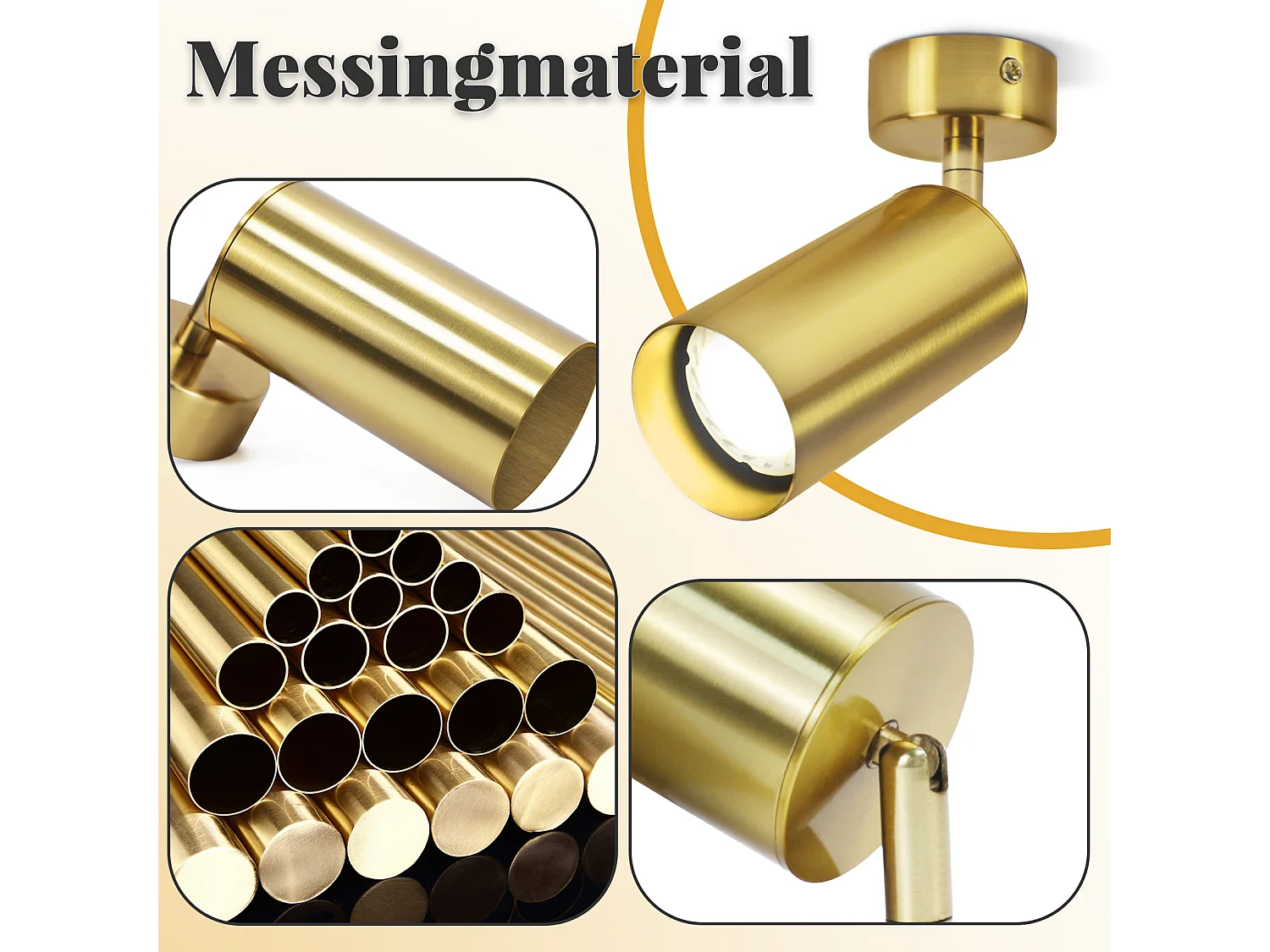 NETTLIFE Plafonnier LED spot de plafond GU10 rotative à 330°métal vintage rétro