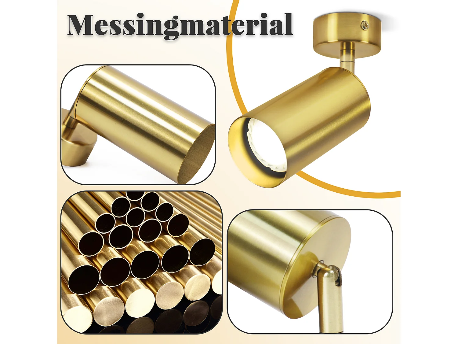 NETTLIFE Plafonnier LED spot de plafond GU10 rotative à 330°métal vintage rétro