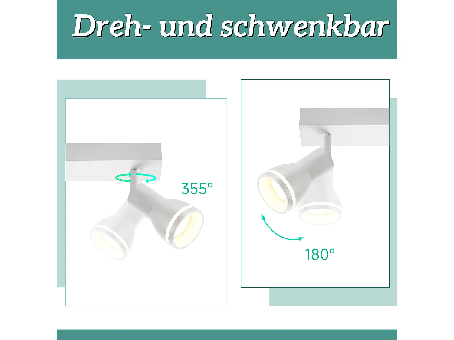 NETTLIFE Plafonnier Blanc moderne : 3 spots de plafond orientables en métal, plafonnier GU10, pour chambre, salle à manger, sans ampoule