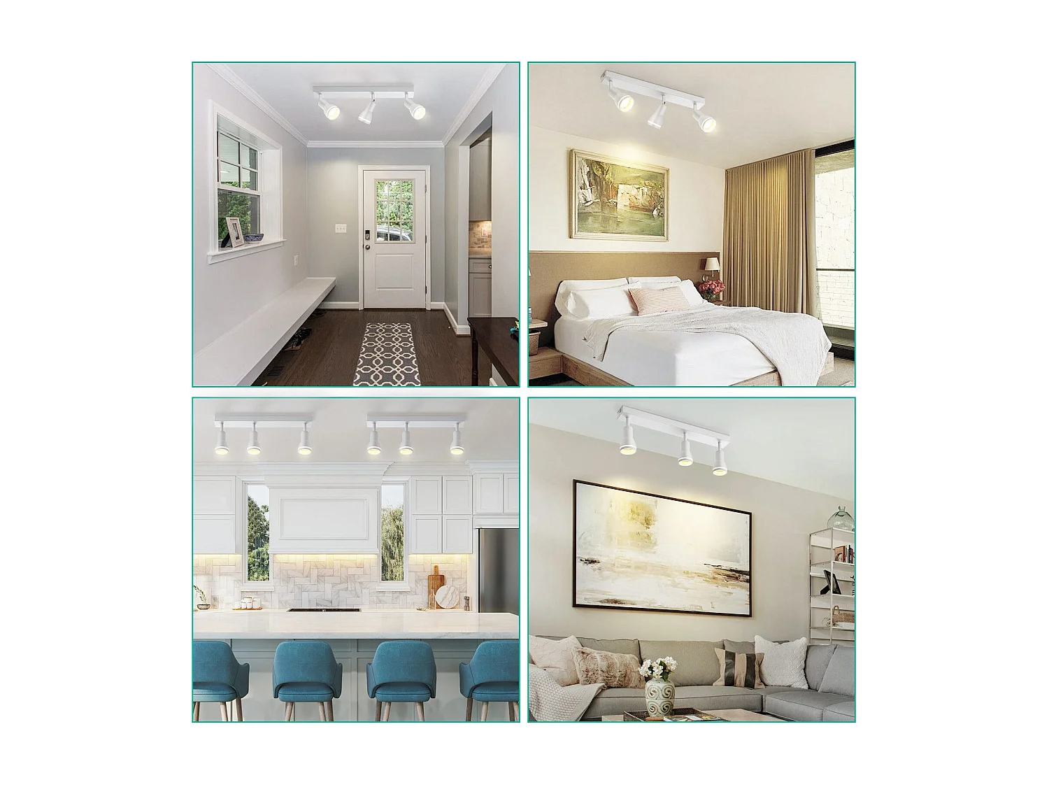 NETTLIFE Plafonnier Blanc moderne : 3 spots de plafond orientables en métal, plafonnier GU10, pour chambre, salle à manger, sans ampoule