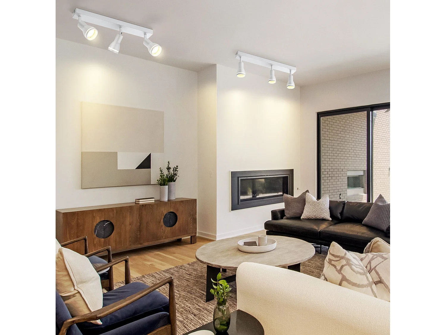 NETTLIFE Plafonnier Blanc moderne : 3 spots de plafond orientables en métal, plafonnier GU10, pour chambre, salle à manger, sans ampoule