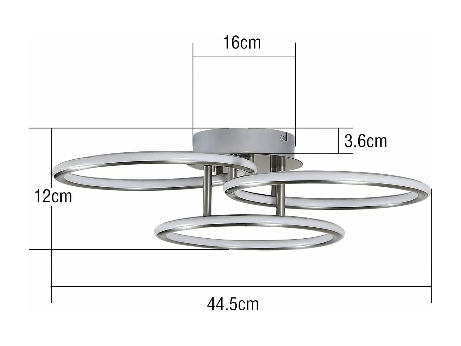 NETTLIFE Plafondlamp LED Zilver Ringe Design 3-Lichts Moderne Plafondverlichting 3000K Warm Wit Licht Metaal 41W Keukenlamp voor Gang | Woonkamer | Slaafkamer | Hal