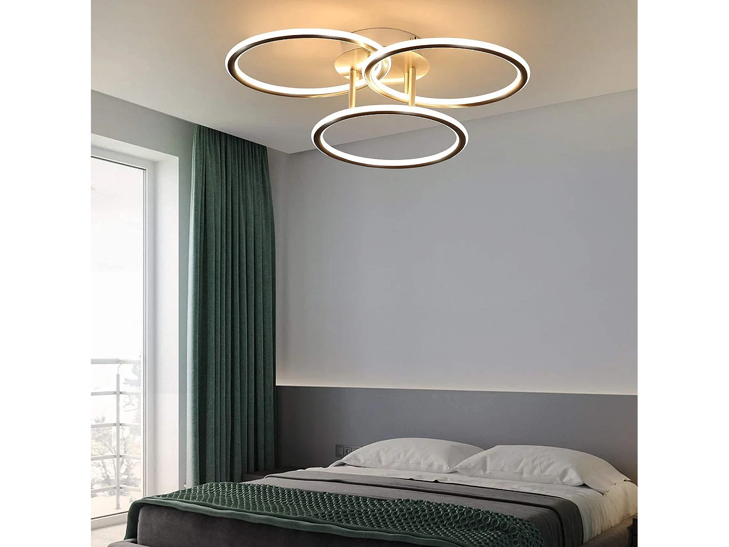 NETTLIFE Plafondlamp LED Zilver Ringe Design 3-Lichts Moderne Plafondverlichting 3000K Warm Wit Licht Metaal 41W Keukenlamp voor Gang | Woonkamer | Slaafkamer | Hal