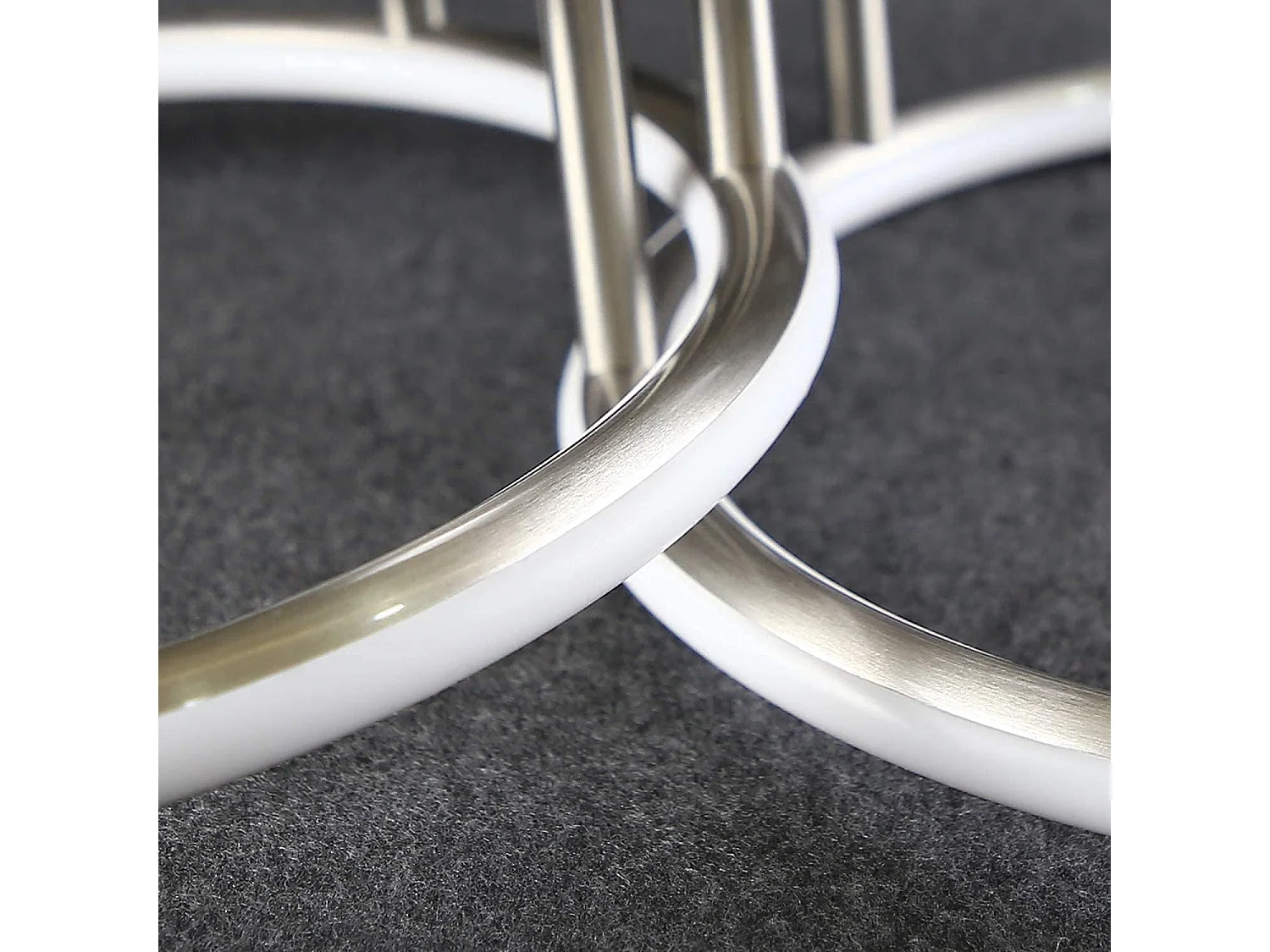 NETTLIFE Plafondlamp LED Zilver Ringe Design 3-Lichts Moderne Plafondverlichting 3000K Warm Wit Licht Metaal 41W Keukenlamp voor Gang | Woonkamer | Slaafkamer | Hal