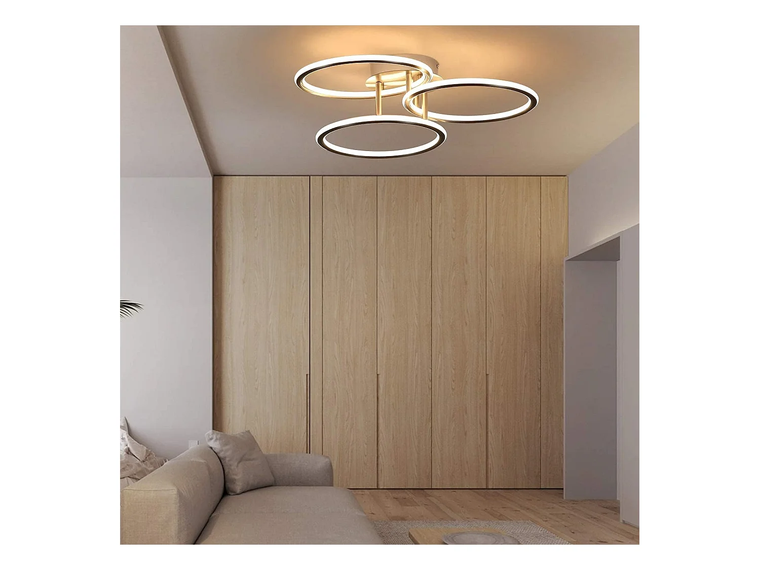 NETTLIFE LED Plafonnier Moderne Anneaux Design Lumière Blanc Chaud 3000K 41W 3 Flammes