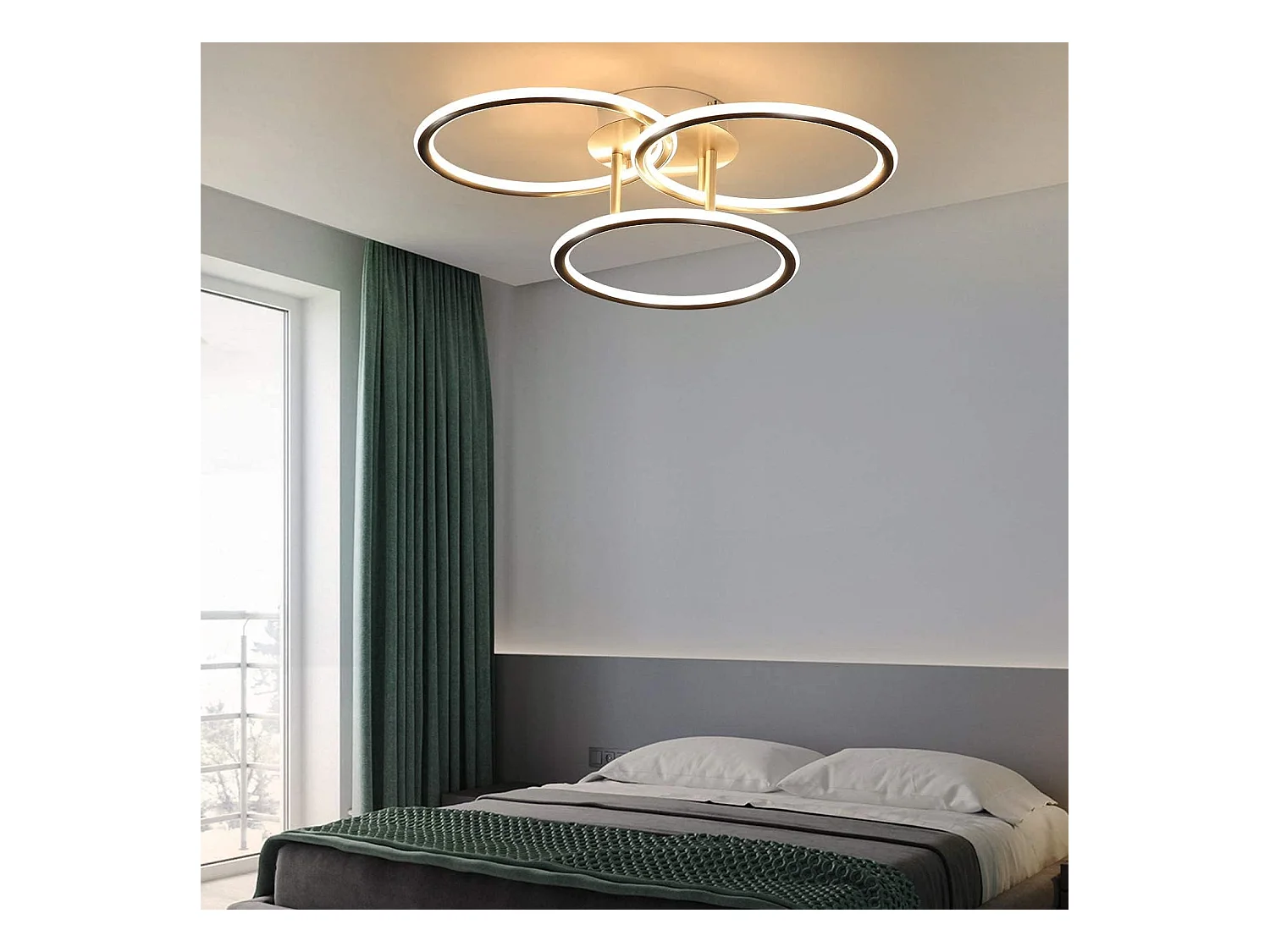 NETTLIFE LED Plafonnier Moderne Anneaux Design Lumière Blanc Chaud 3000K 41W 3 Flammes